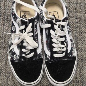 Vans Old Skool Flash Skulls & Flowers Black Skate Shoes Size 4 Men, 5.5 Women